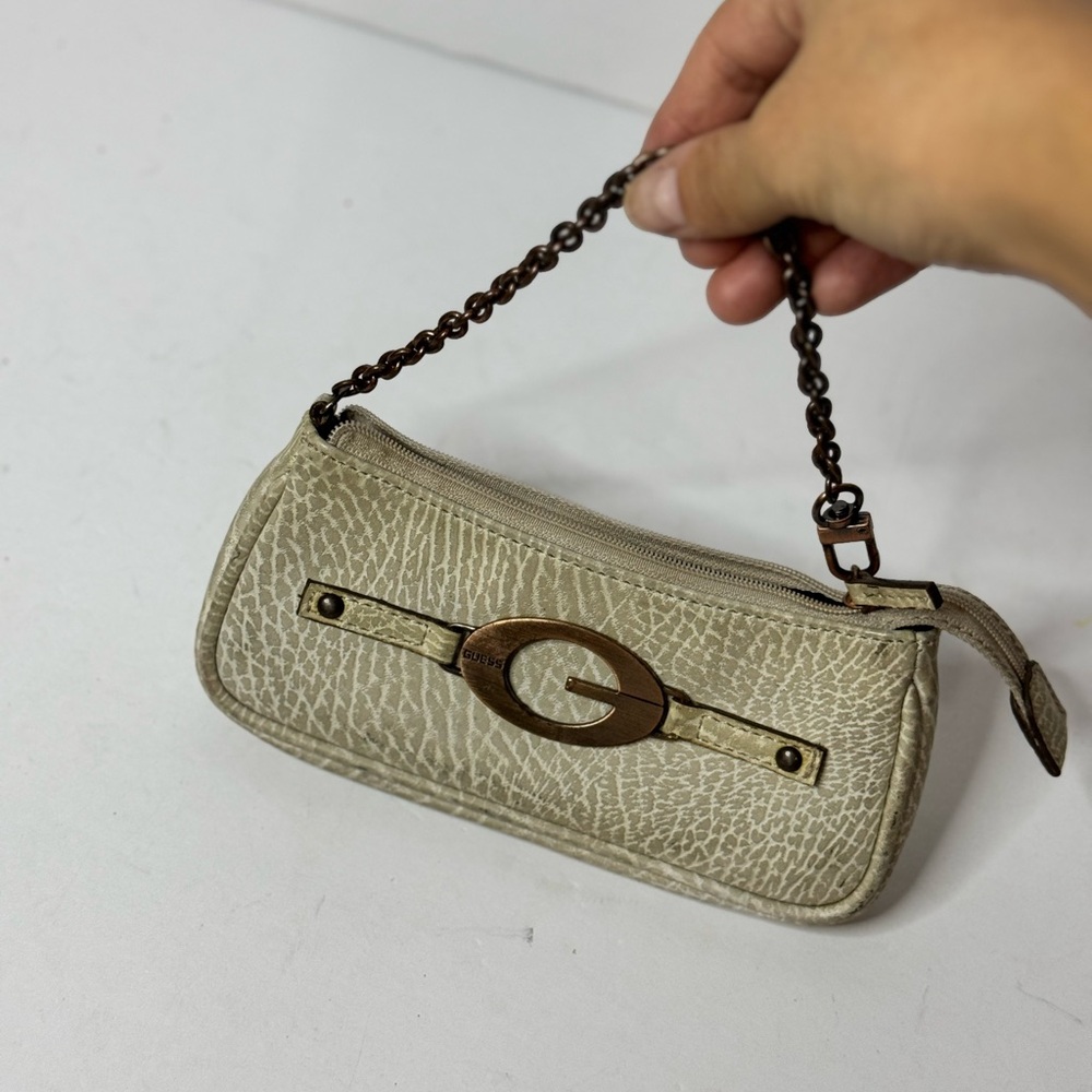 Guess Vintage Mini Bag Wristlet With Zip Top Closure